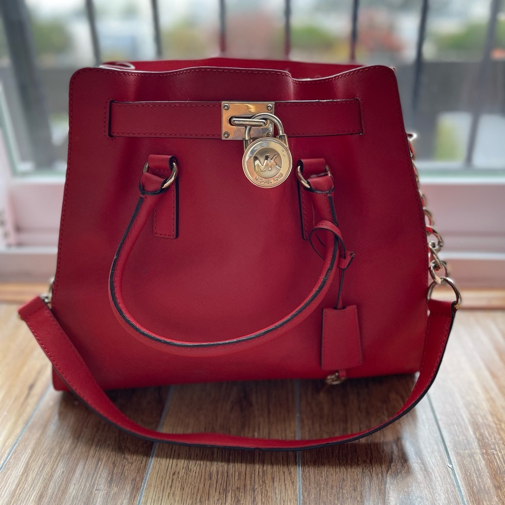 Michael Kors Hamilton Saffiano Satchel, Orange, used